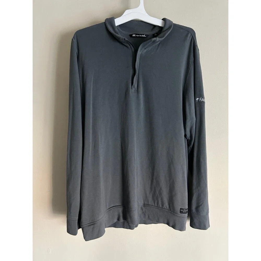 Travis Mathew Men’s 1/4 Zip Pullover Golf Shirt Size XL Grey Pockets